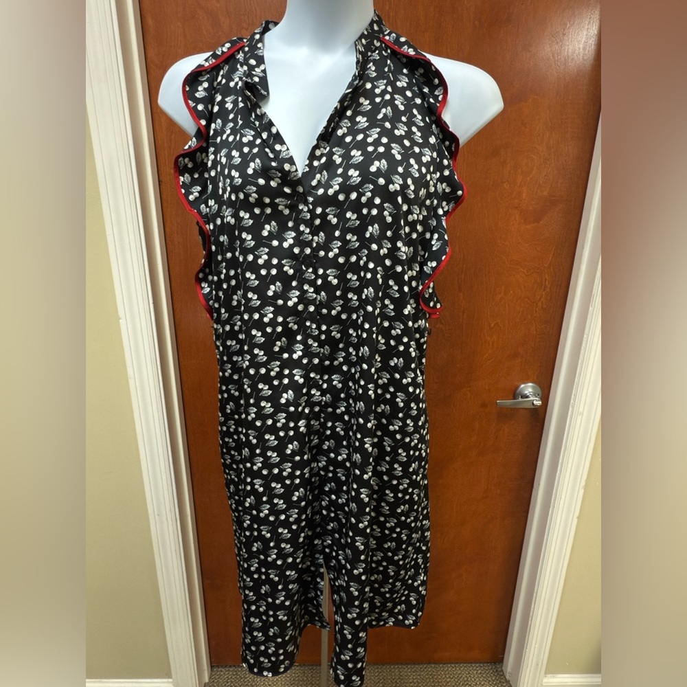 Worthington Black and White Cherry Print Dress Sz 16